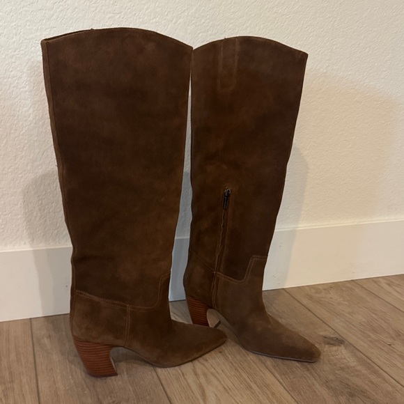 Vince Camuto Brown Suede Heeled Boots - Picture 3 of 6